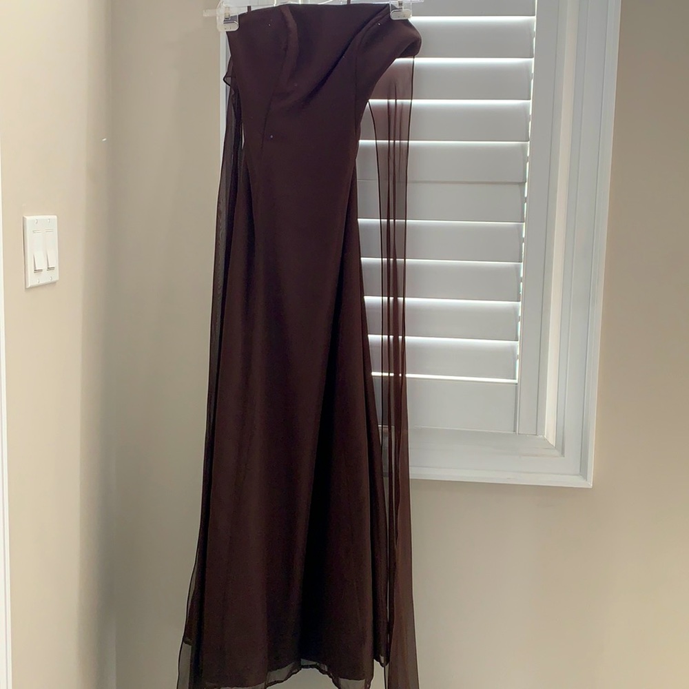 Strapless brown bridesmaid dress